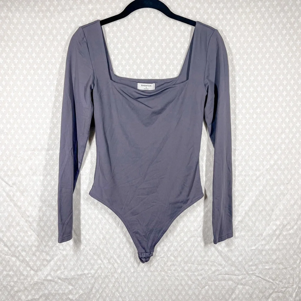 Aritzia Babaton‎ Dark Grey Contour Seamless Square Neck Bodysuit